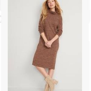 Long Sleeve Midi Turtleneck Shift Dress - XXL